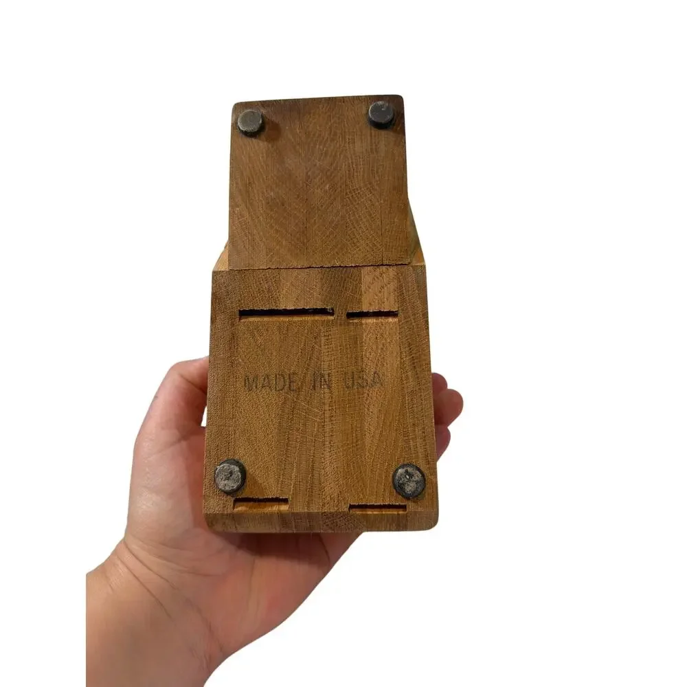 Vtg CUTCO Small 4 Slot Honey Oak Wood Knife Block USA Knife Block Kitchen